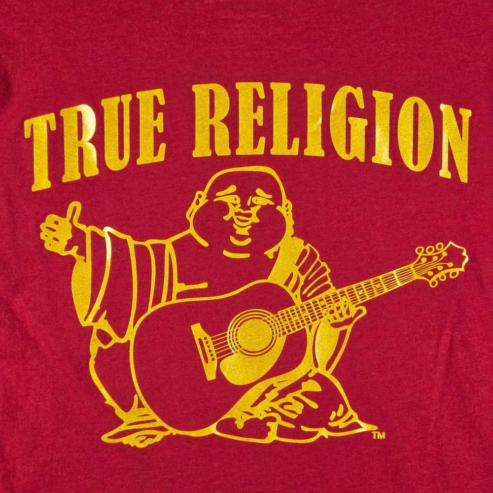 True Religion Shirt Mens Medium Buddha Guitar Graphic Horseshoe  Graphic